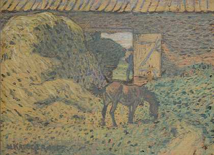 在干草棚`At the Hayloft (1905) by Nils Kreuger