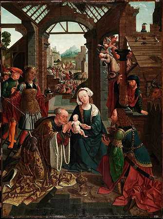 国王的崇拜`The Adoration of the Kings (ca. 1512) by Jacob Cornelisz. van Oostsanen