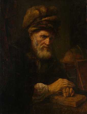 戴皮帽的老人`An Old Man in a Fur Cap (1650~60) by Karel van der Pluym