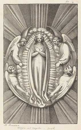 圣母与天使，约克的一块关键石头`Virgin and Angels, a Key Stone in York (1829) by Maria Denman