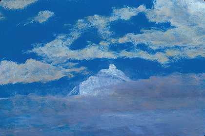山顶云研究`Cloud Study With Mountain Peak (19th century) by Albert Bierstadt