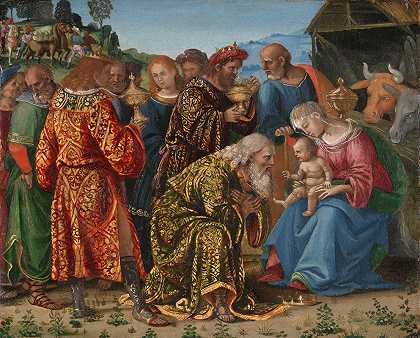 三博士的崇拜`The Adoration of the Magi (ca. 1508) by Luca Signorelli