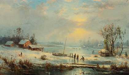 冬季景观`Winter Landscape by Régis François Gignoux
