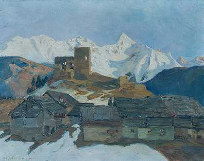 拉迪斯的冬天（蒂罗尔）`Winter in Ladis (Tirol) (1925) by Mathilde Sitta-Allé