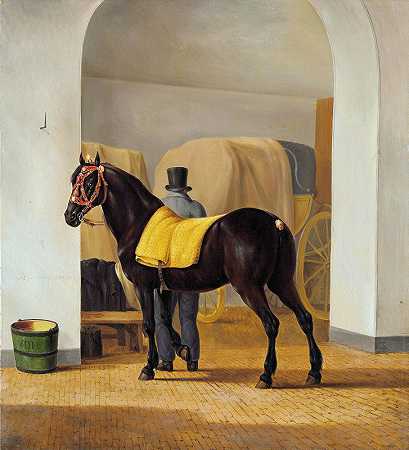 阿德里安·范德霍普（Adriaan van der Hoop）在Coach House的小跑“De Rot”`Adriaan van der Hoop’s Trotter ‘De Rot’ at the Coach House (1828) by Anthony Oberman