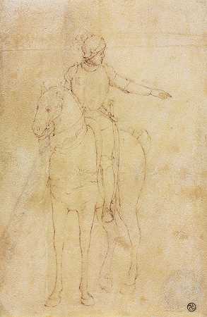 马背上的装甲人物`Armored Figure on Horseback (c. 1450) by Vittore Carpaccio