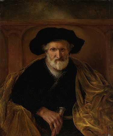 一位留着胡子的老人的肖像`Portrait Of A Bearded Old Man by Sir Godfrey Kneller