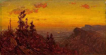 来自沙万古克山脉`From the Shawangunk Mountains (1823~1880) by Sanford Robinson Gifford