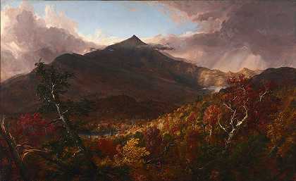 风暴过后，纽约埃塞克斯县施隆山的景色`View of Schroon Mountain, Essex County, New York, After a Storm (1838) by Thomas Cole