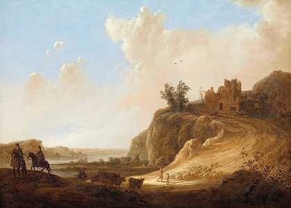 有城堡废墟的山地景观`Mountainous Landscape with the Ruins of a Castle (1640 ~ 1650) by Aelbert Cuyp