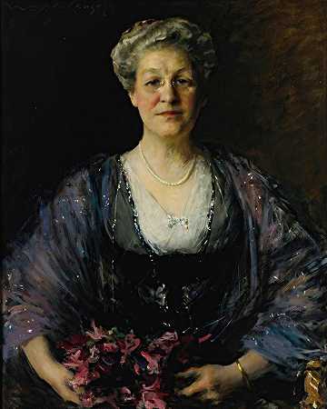 马蒂尔达·赫伯特·劳埃德肖像（1855-1945）`Portrait Of Matilda Herbert Lloyd (1855~1945) (circa 1912) by William Merritt Chase