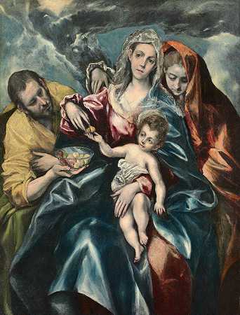 圣母玛利亚抹大拉的家庭`The Holy Family with Mary Magdalen (c. 1590~1595) by El Greco (Domenikos Theotokopoulos)