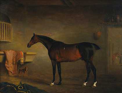 伊斯顿湾在他的马厩里`The Bay Easton In His Stable (1810.) by John Ferneley