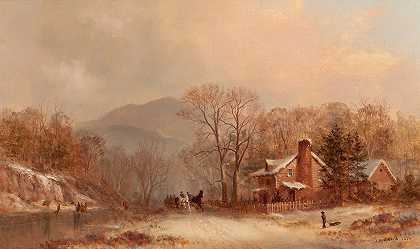 一个冬天今天下午`A Winters Afternoon (1874) by James Brade Sword