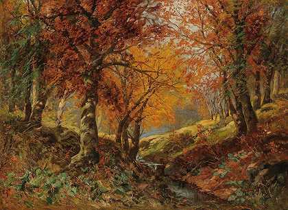 秋天的林间空地`A Forest Glade in Autumn by Karl Vikas