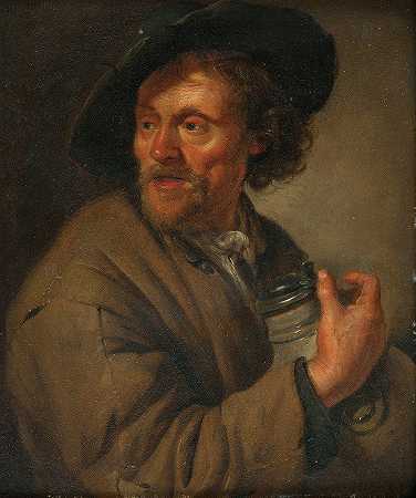 拿着水壶的男人`Man Holding a jug (1679) by Jacob Toorenvliet