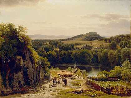 哈尔茨山脉的景观`Landscape in the Harz Mountains (1854) by Worthington Whittredge