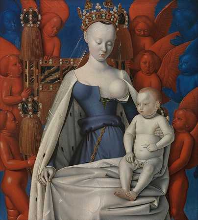 童贞子`Virgin and Child Surrounded by Angels (1452~1458) by Angels by Jean Fouquet