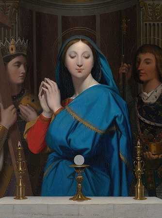 崇拜主人的女子`The Virgin Adoring the Host (1852) by Jean Auguste Dominique Ingres