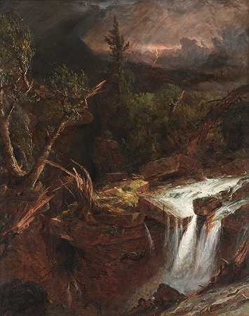 丁香——卡茨基尔山脉的风暴场景`The Clove – A Storm Scene in the Catskill Mountains (1851) by Jasper Francis Cropsey