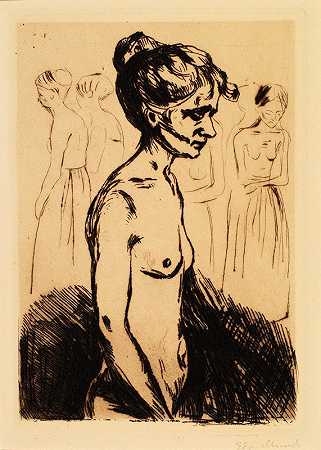 住院的老年妇女`Elderly Woman in Hospital (1981) by Edvard Munch