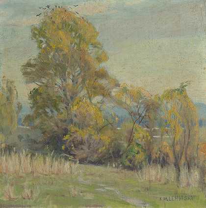 秋景`Autumn Landscape (1900–1910) by Karol Miloslav Lehotský