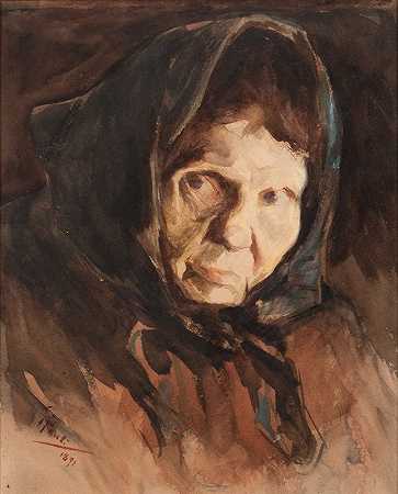 女人的头`Head of a Woman (1891) by Georg Pauli