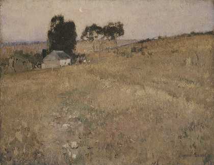 夏日的傍晚`A summer evening (circa 1895) by David Davies