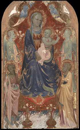 圣母玛利亚与圣约翰、圣彼得和两位天使`Virgin and Child with Saint John the Baptist, Saint Peter, and Two Angels (ca. 1430) by Rossello di Jacopo Franchi