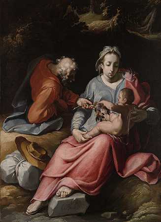 神圣的家庭`The Holy Family (1590) by Cornelis Cornelisz Van Haarlem
