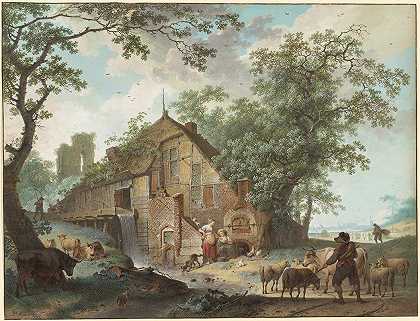 夏日景色`A Summer Scene (1787) by Hendrik Meyer