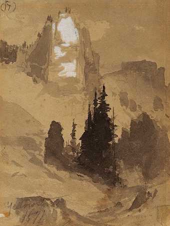 黄石公园`Yellowstone (1871) by Thomas Moran