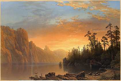 加利福尼亚州的日落`Sunset in California (ca. 1861–1897) by Albert Bierstadt