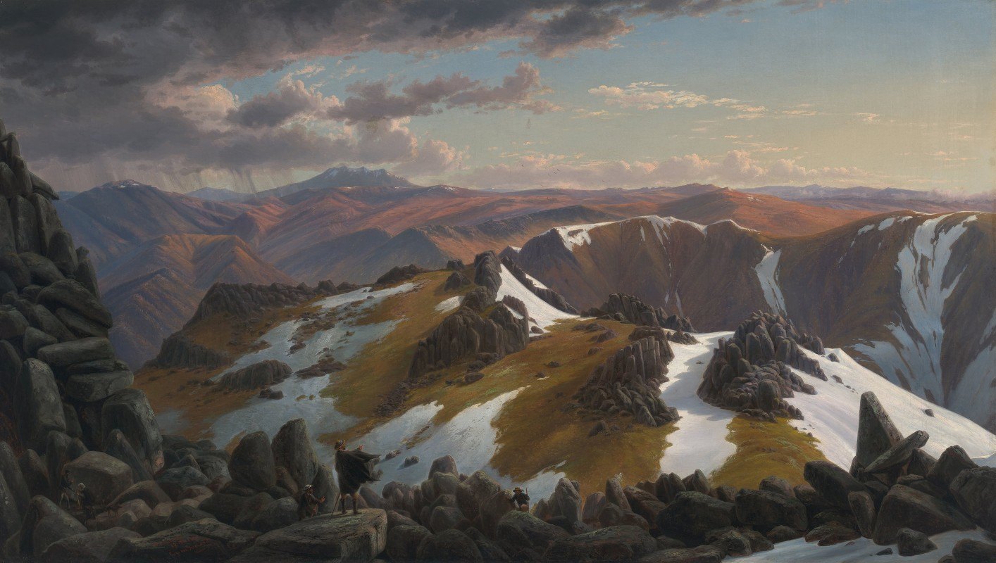 从科西乌斯科山北端俯瞰东北方向`North~east view from the northern top of Mount Kosciusko by Eugène von Guérard