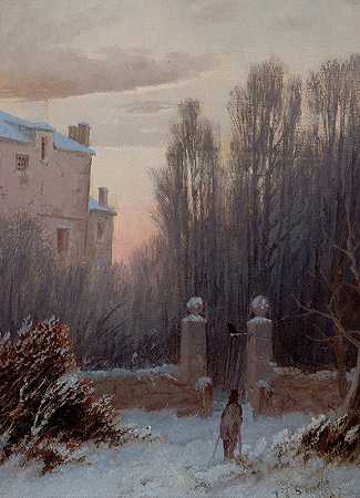 冬天的旧庄园`The Old Estate in Winter (1867) by Thomas Lochlan Smith