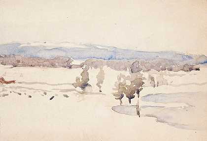 冬末景观`Late Winter Landscape (1880 ~ 1945) by Venny Soldan-Brofeldt