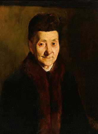 一位老太太的肖像`Portrait of an Old Lady (circa 1890) by Frank Duveneck