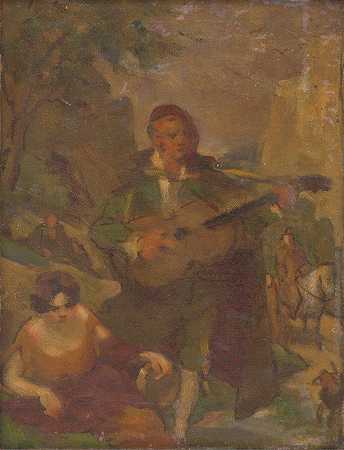 吉他弹奏者`Guitarist (1910–1930) by Milan Thomka Mitrovský