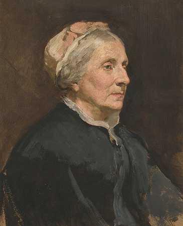 老妇人的肖像`Portrait of an older woman by Edwin Austin Abbey