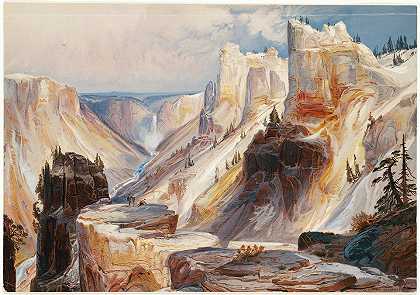 黄石大峡谷`The Grand Canyon, Yellowstone (ca. 1875) by Thomas Moran
