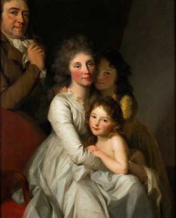 这位艺术家及其家人的肖像`Portrait Of The Artist And His Family by Johann Friedrich August Tischbein