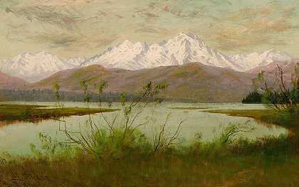从华盛顿斯科米斯河到奥林匹克运动场`Olympic Range from Skokomis River, Washington (1891) by James Everett Stuart