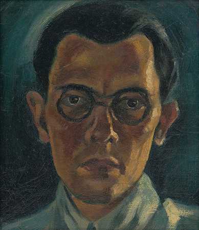 自画像`Self~Portrait (1932) by Mikuláš Galanda