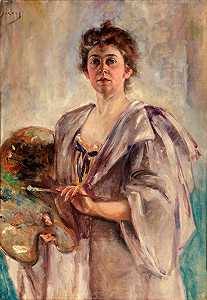 长袍自画像`
Self Portrait in Painting Robe (1896)  by Alice Pike Barney