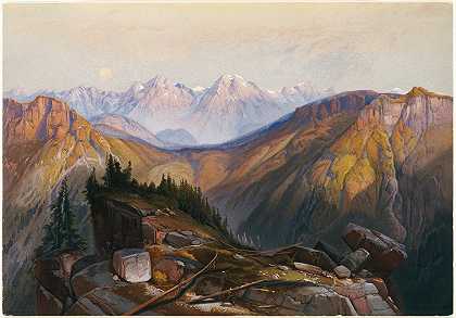 下黄石山脉`Lower Yellowstone Range (ca. 1875) by Thomas Moran
