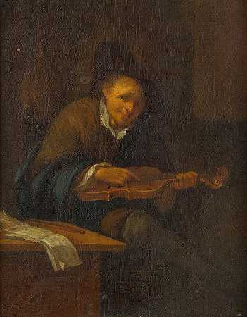 拉小提琴的人`Man Playing A Violin (1673) by Jacob Toorenvliet