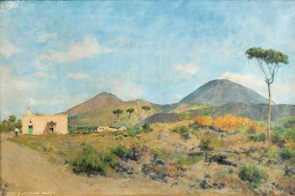 维苏威火山`Mount Vesuvius (1887) by Émile Friant