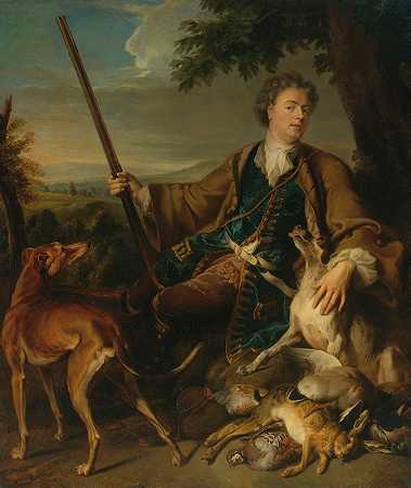猎人的自画像`Self Portrait As A Hunter by Manner Of Alexandre-François Desportes