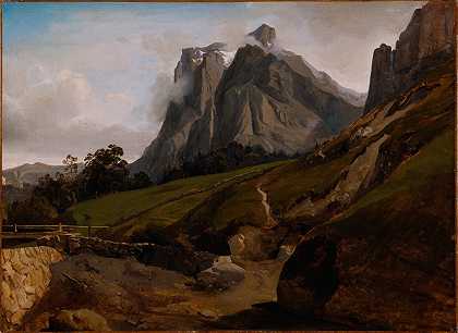瑞士威特霍恩`The Wetterhorn, Switzerland (1822) by Théodore Caruelle d&;Aligny