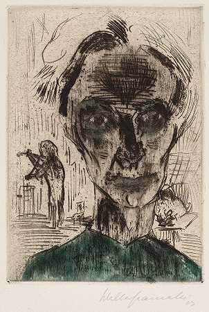 房间里的男人，自画像`Man in a Room, Self~portrait (1922~1923) by Walter Gramatté